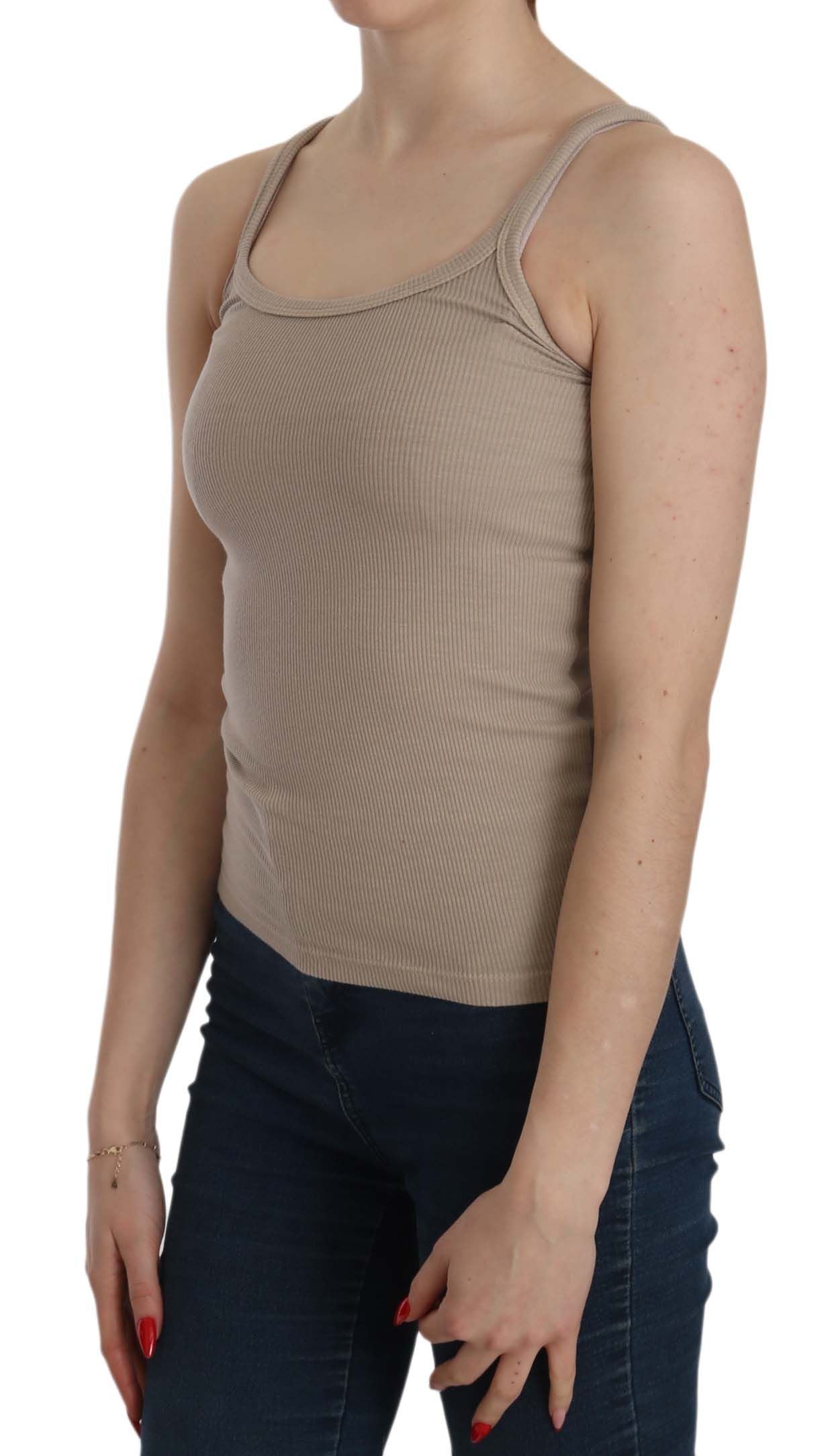 Brown Sleeveless Spaghetti Strap Top Blouse