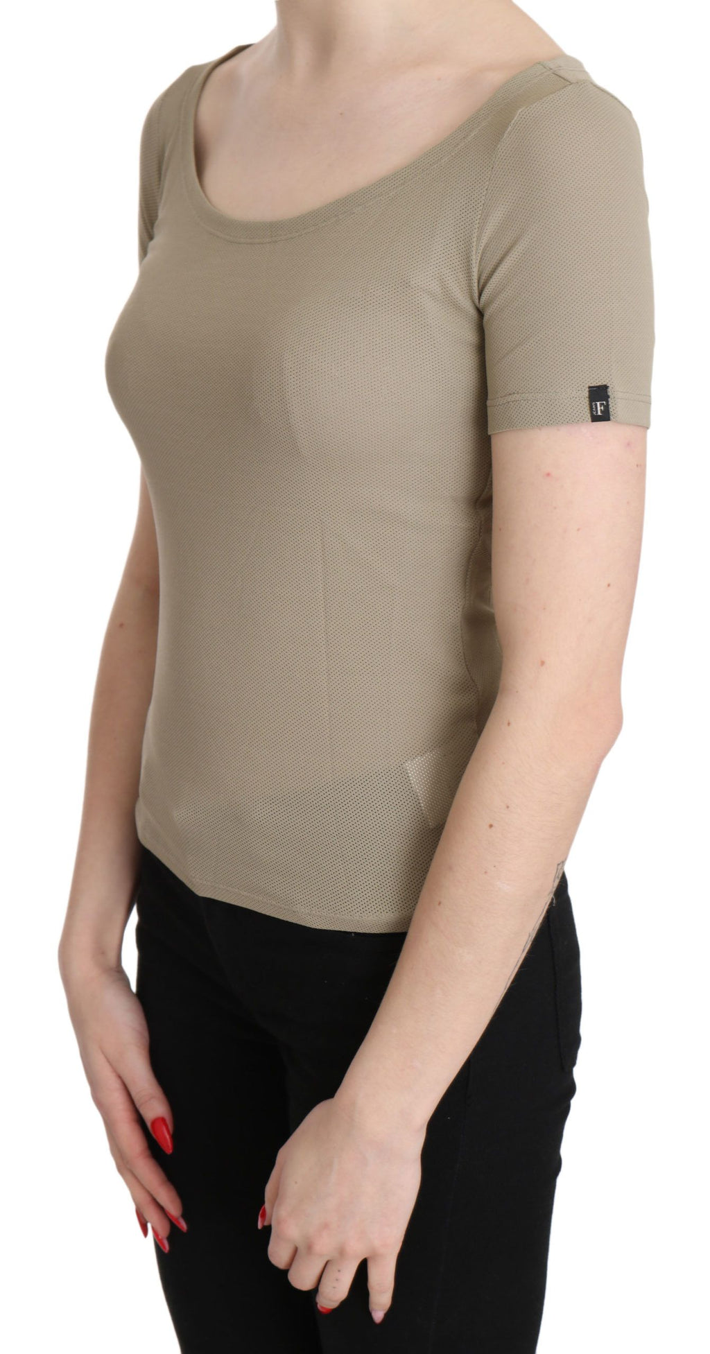 Gray 100% Nylon Short Sleeve Casual Tank Top Blouse