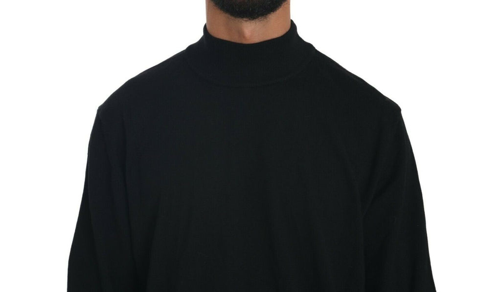 Black Turtle Neck Pullover Top Virgin Wool Sweater
