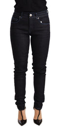 Blue Cotton Low Waist Slim Fit Denim Women Trouser Jeans