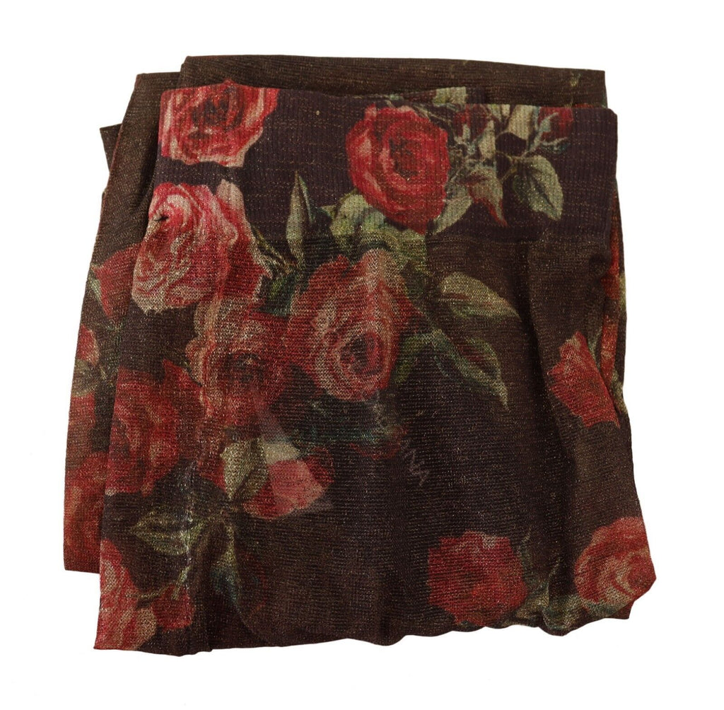 Black Floral Print Stockings Nylon Tights
