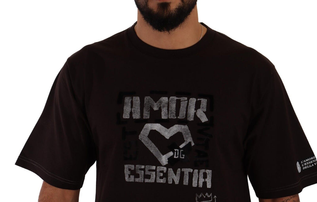 Bordeaux Cotton L-Amore Print Crewneck T-shirt
