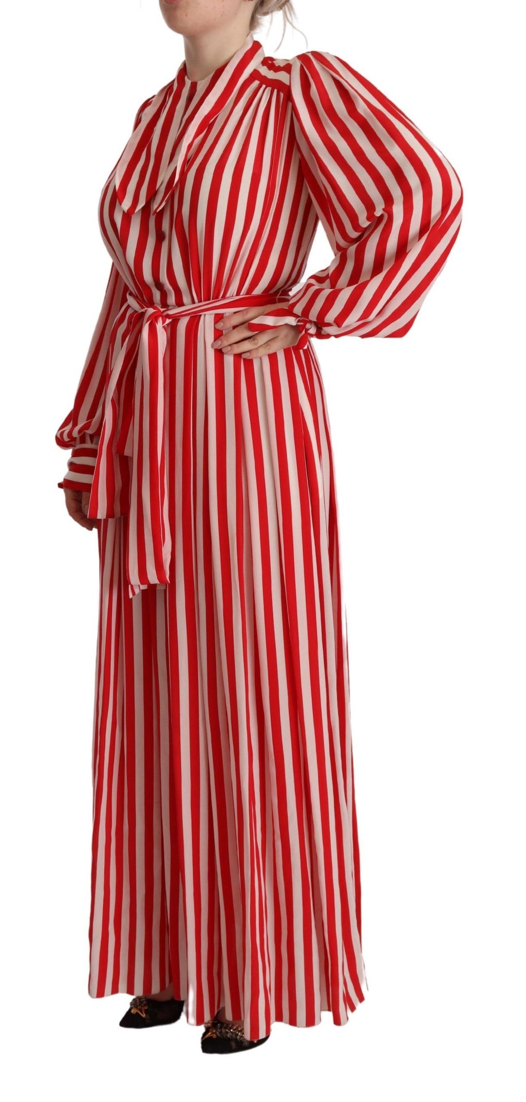 White Red Silk A-Line Shift Gown Dress