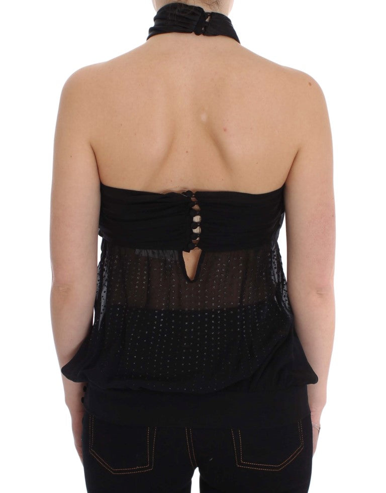 Black Neck Wrap Top Blouse