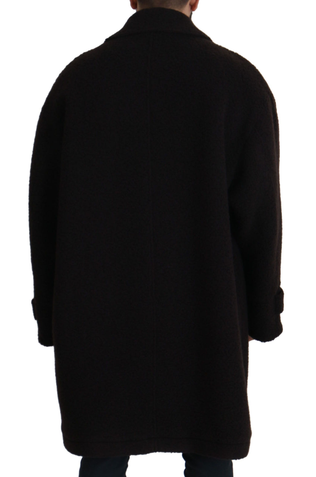 Black Alpaca Button Down Trench Coat Jacket