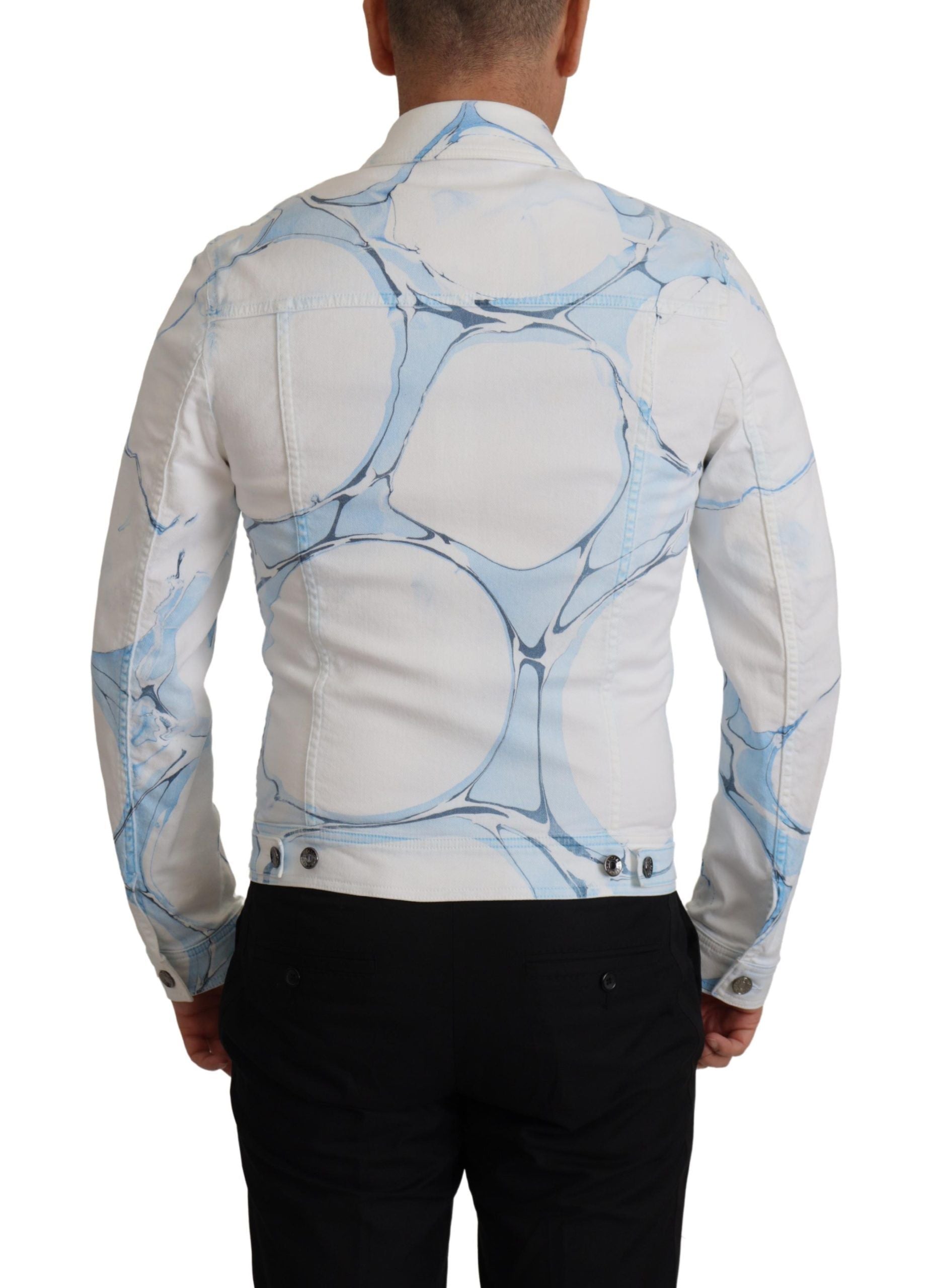 White Cotton Logo Embroidery Denim Jacket