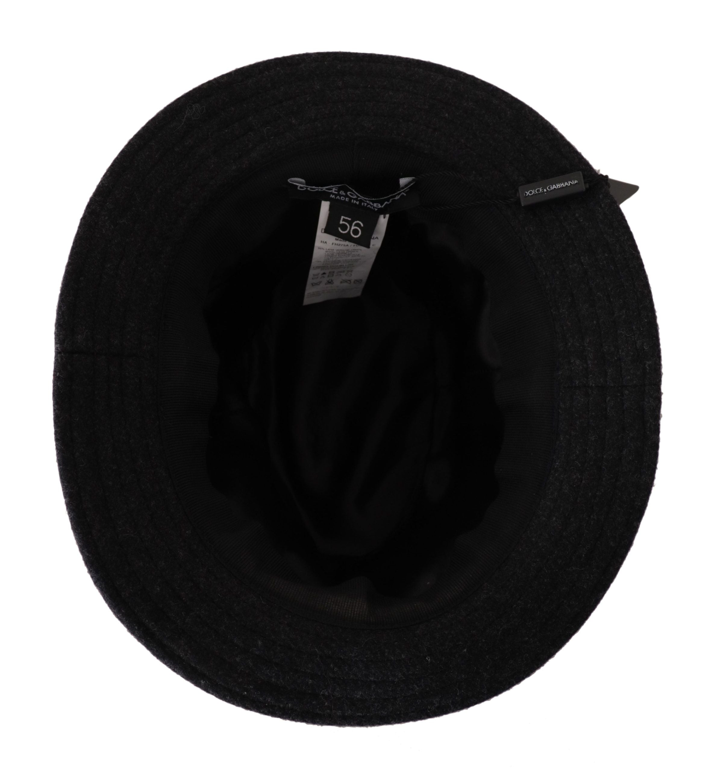 Gray Virgin Wool Logo Fedora Trilby Cappello Hat