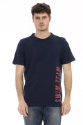 Blue Cotton Men T-Shirt