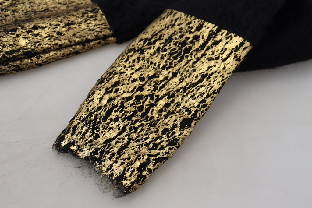 Black Gold Turtleneck Mohair Pullover Mens Sweater