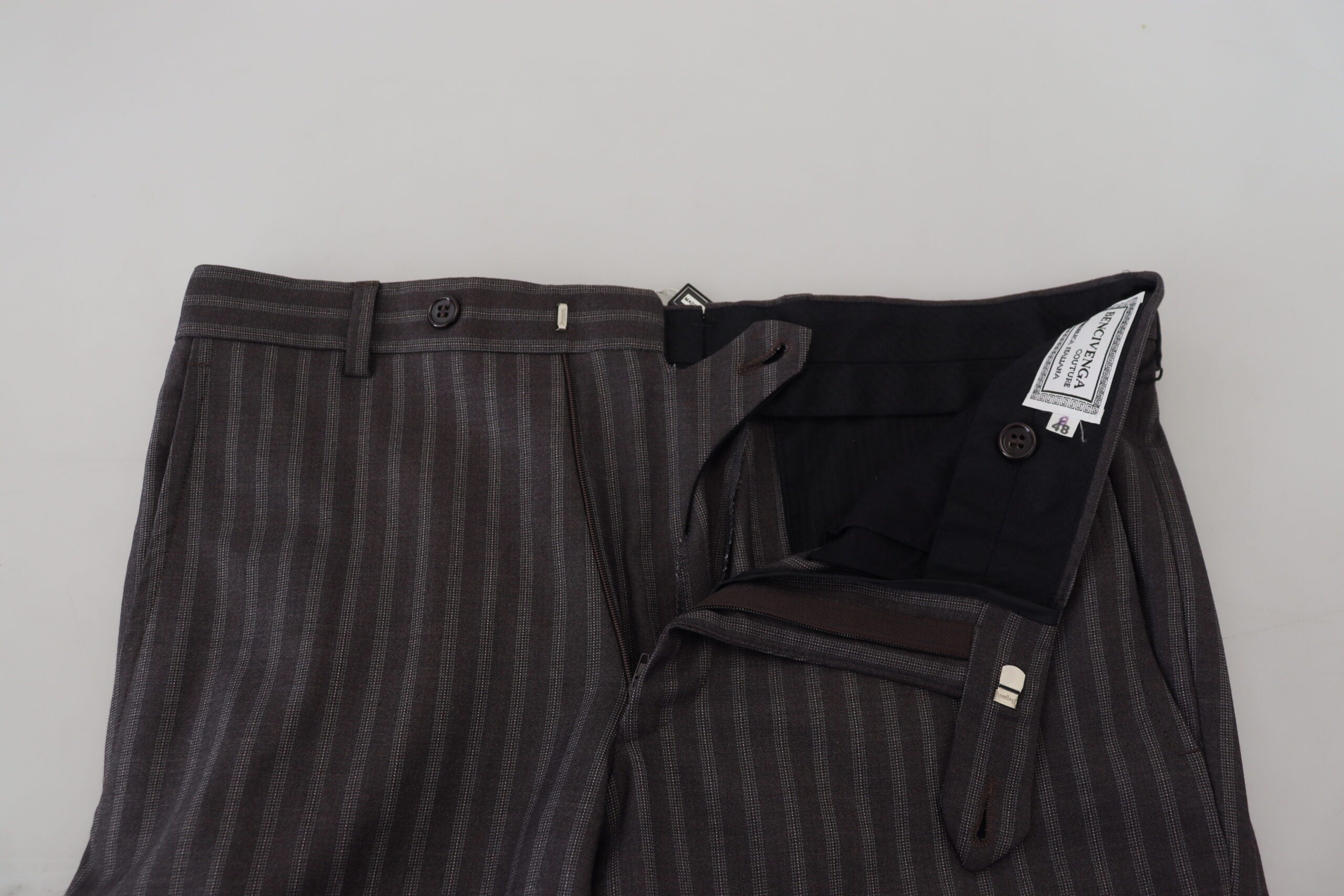 Brown Stripes Slim Fit Men Pants