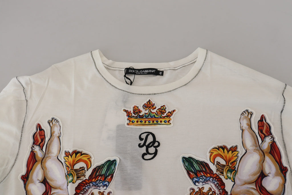 White Printed Short Sleeves Men T-shirt