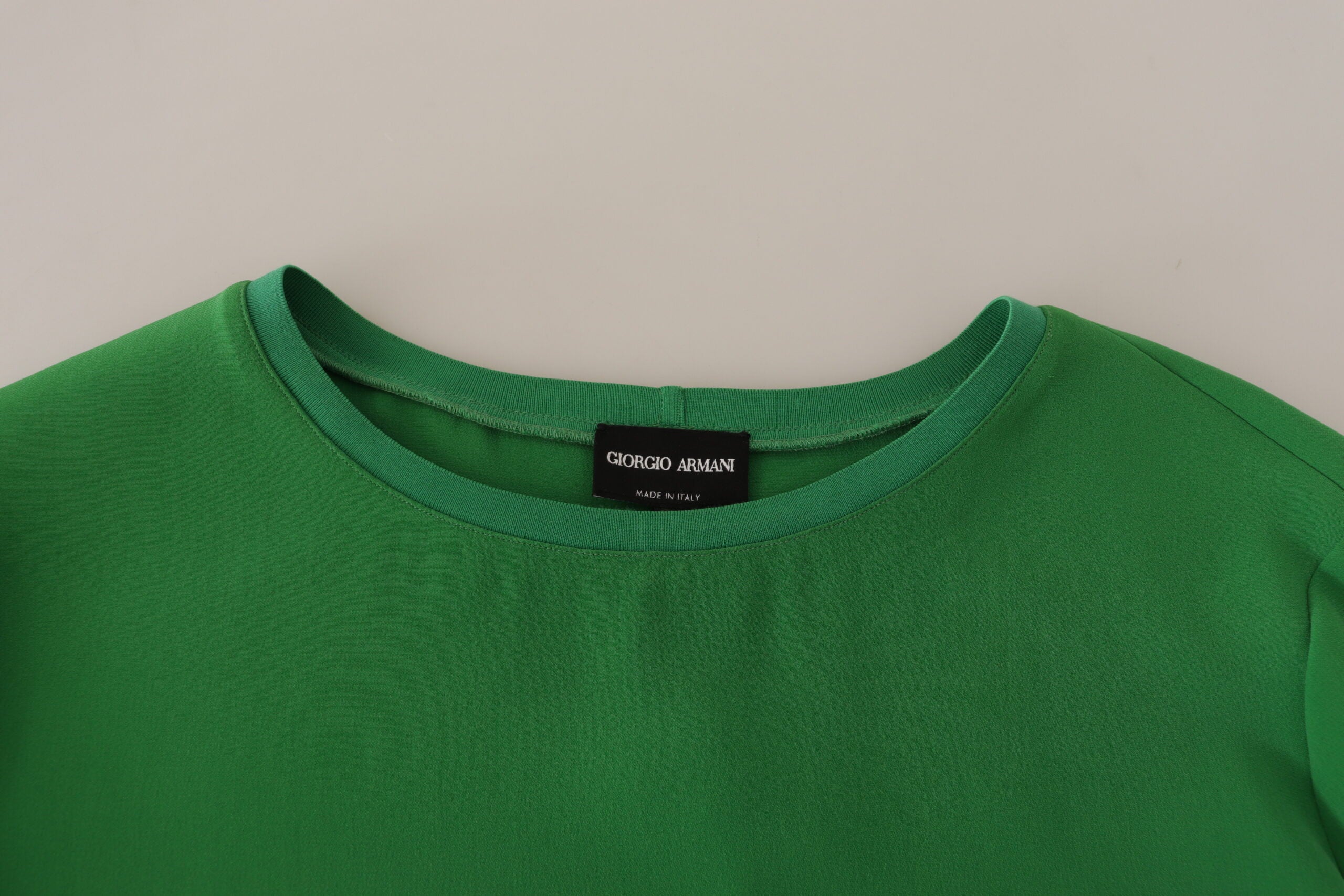 Green Silk Long Sleeves Round Neck Sweater