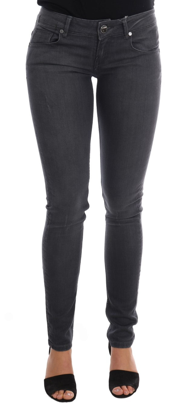 Gray Cotton Slim Fit Denim Jeans